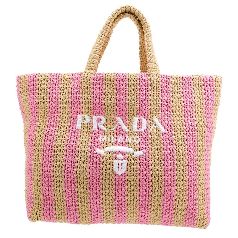 PRADA Raffia Grass Tote Large - Rare Pink colorway